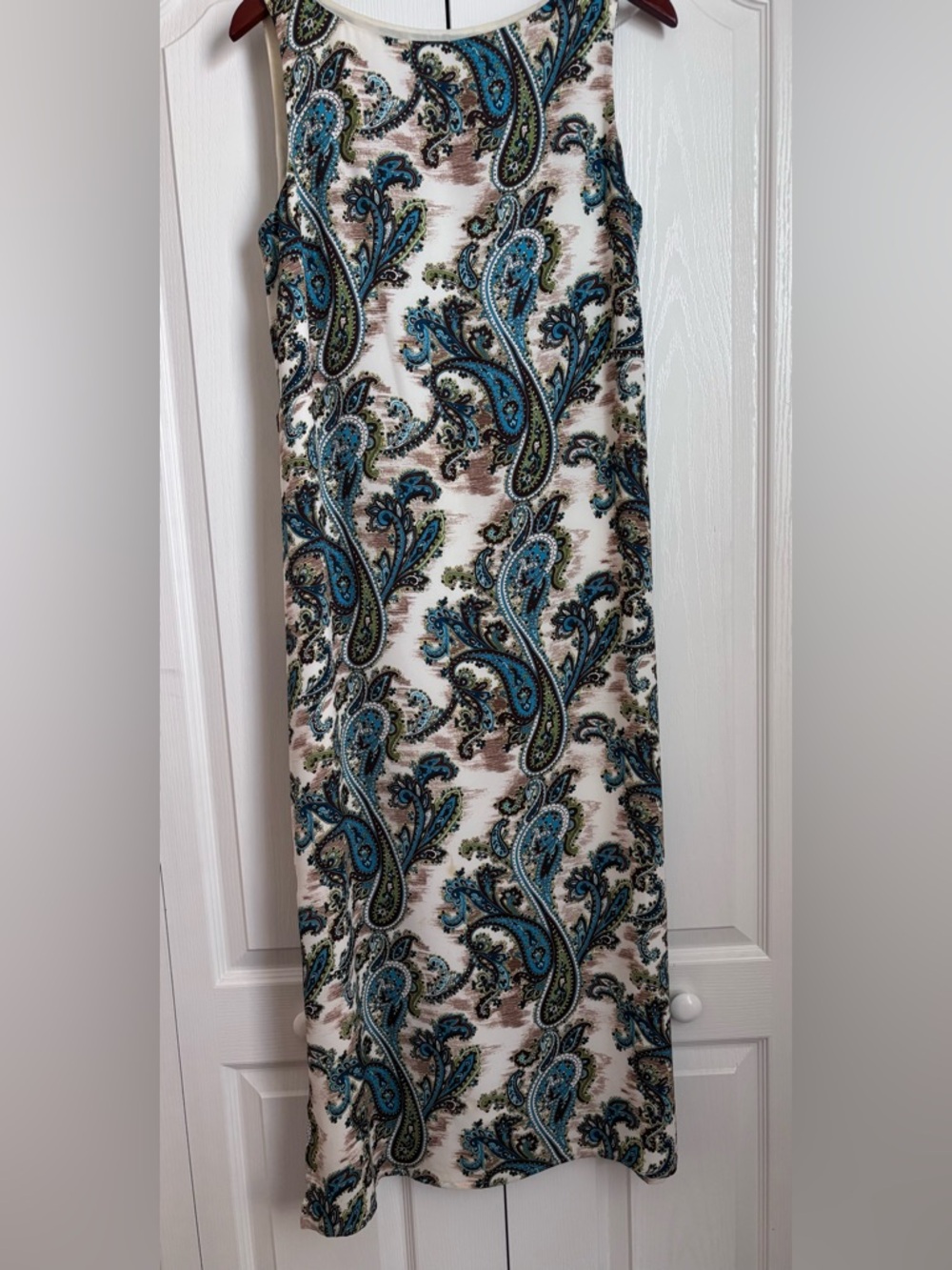 Villager Paisley Maxi dress in Blue, Green, and Cream